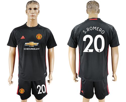 Manchester United #20 Sromero Black Goalkeeper Soccer Club Jersey - Click Image to Close